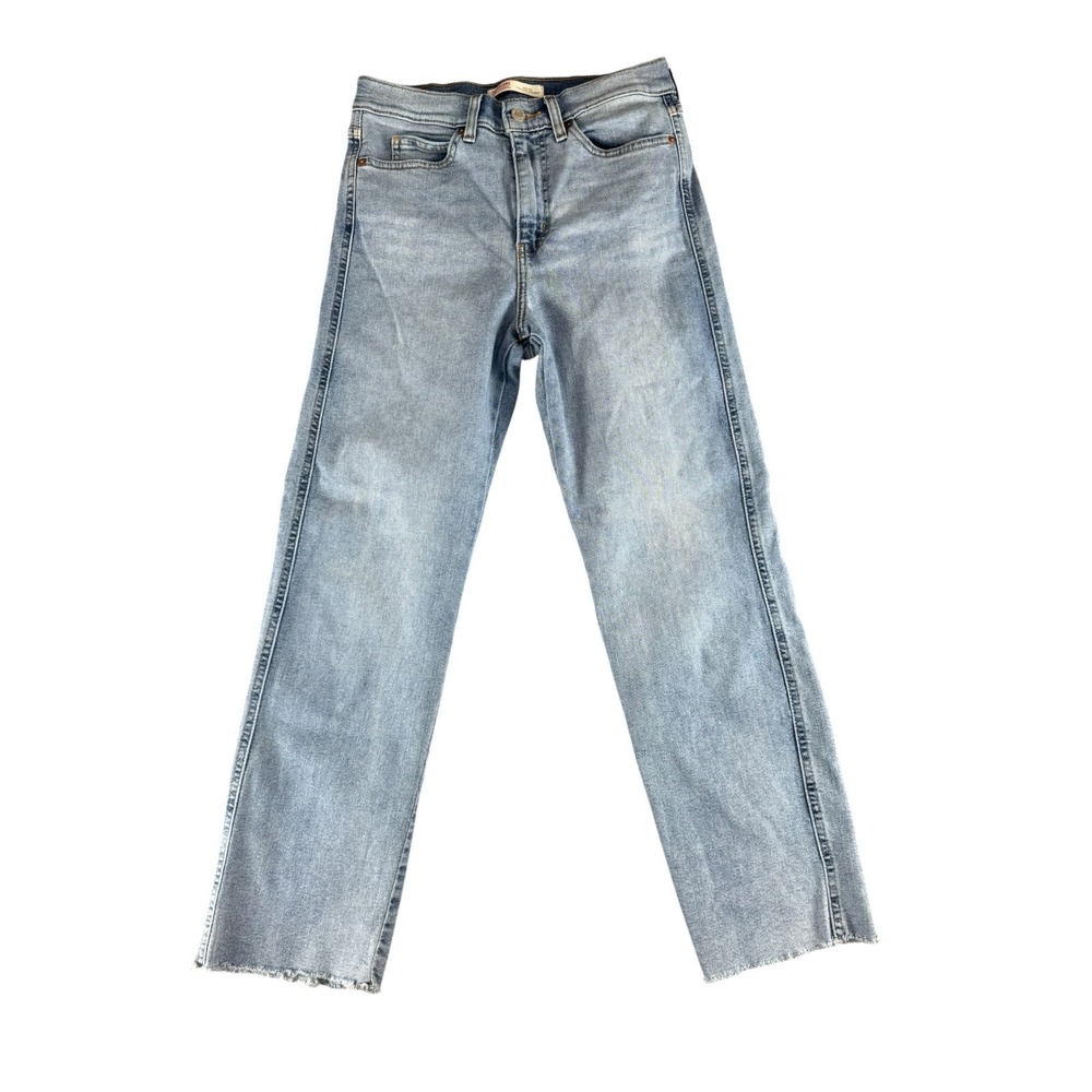 Signature Levi Strauss Heritage High Rise Straight Jeans‎ Light Wash Raw Hem W27
